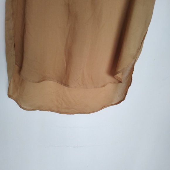 Mustard Khaki sleeveless button down high low blouse by Cottonworld - Picture 7 of 7